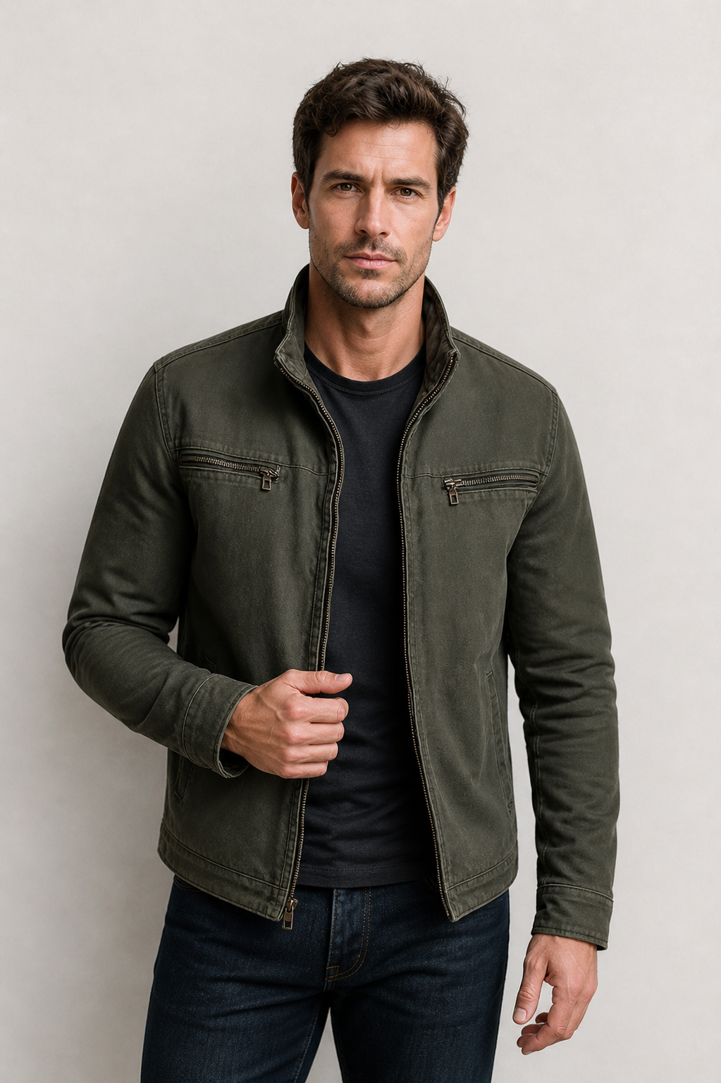 Dario | Chaqueta vintage de algodón con cremallera