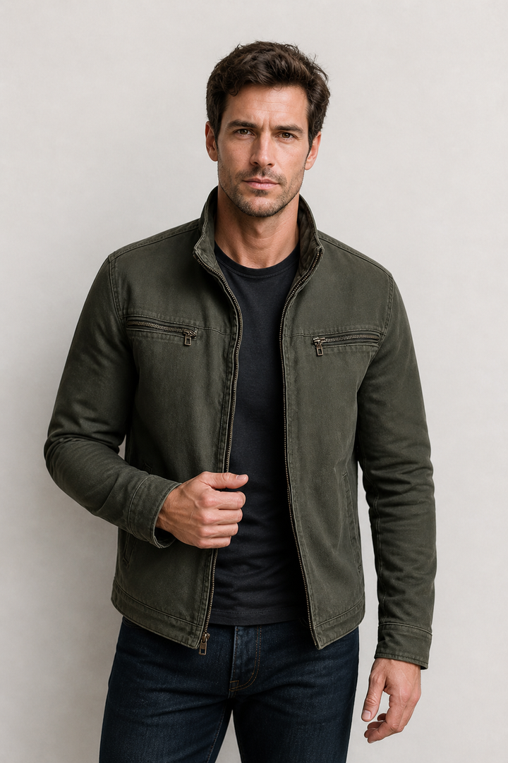 Dario | Chaqueta vintage de algodón con cremallera
