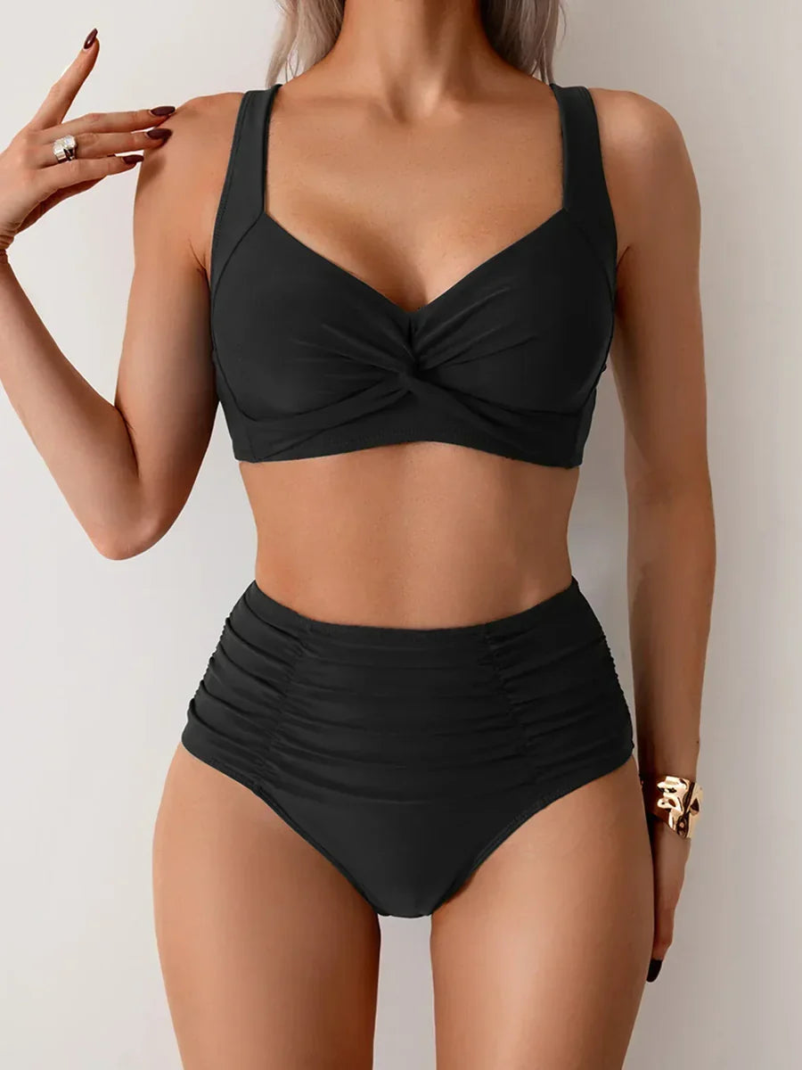 Natalia | Bikini bandeau con tejido fruncido